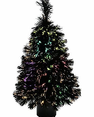 WeRChristmas 2.6 ft/ 75 cm Pre-Lit Fibre Optic Christmas Tree, Black