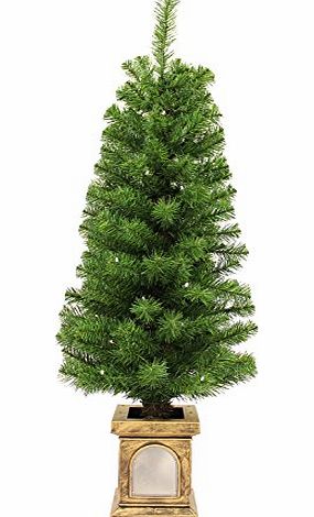 WeRChristmas 4 ft/ 1.2 m Pre-Lit Christmas Tree with Timer Controlled Warm White LED Lights in a Gold Resin Pot