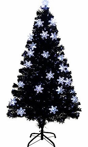 5 ft/ 150 cm Fibre Optic Christmas Tree with Snowflake Decorations, Black