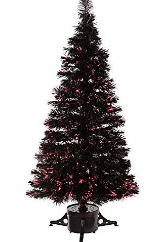 WeRChristmas 5 ft/ 150 cm Pre-Lit Fibre Optic Christmas Tree, Black/ White