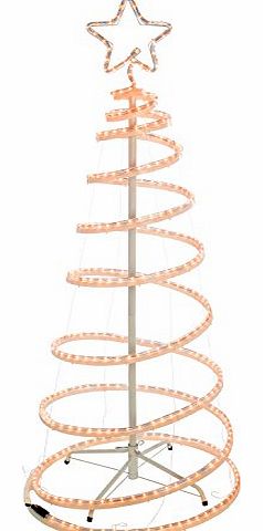 5Ft 150 cm Flashing 3D Spiral Christmas Tree Rope Light Silhouette, White