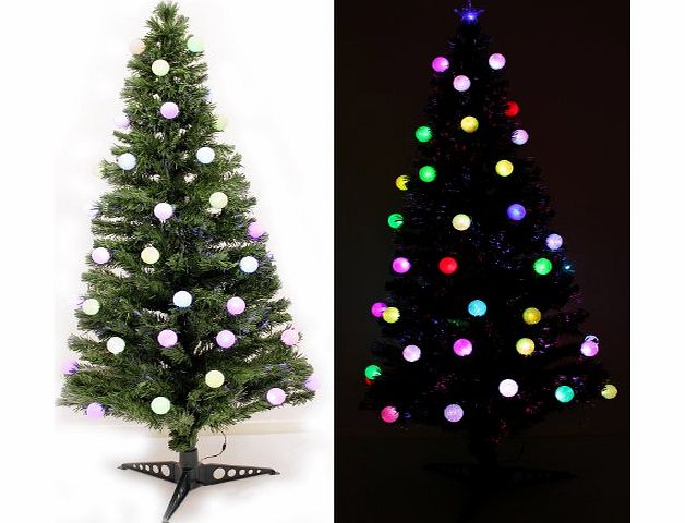 WeRChristmas 6 ft Pre-Lit Fibre Optic Christmas Tree with 40 Slow Flash LED Baubles and Star Topper