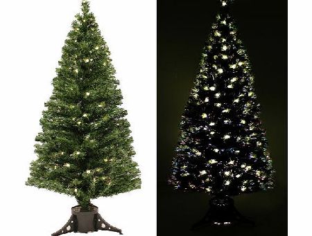 WeRChristmas 6 ft Pre-Lit Multi-Colour Fibre Optic Christmas Tree with 216 Warm White LED Berrys