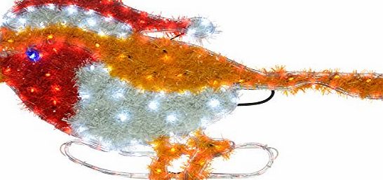WeRChristmas 79 cm Large Robin LED Rope Lights and Tinsel Silhouette Outdoor Garden Wall Christmas Decoration