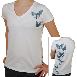 WESC Ladies Butterflies V neck tee shirt