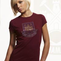 Ham United Rhinestone T-Shirt - Claret -
