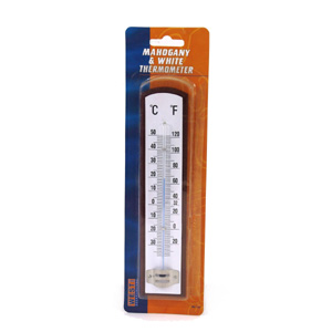 Meters Mahogany and White Thermometer