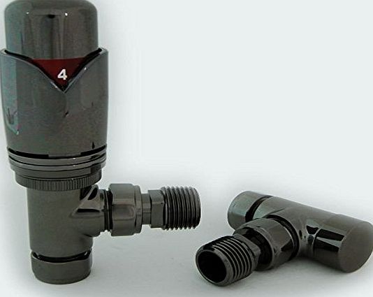 West Radiators Realm Angled TRV Black Nickel - Thermostatic Radiator Valves Set by West Radiators
