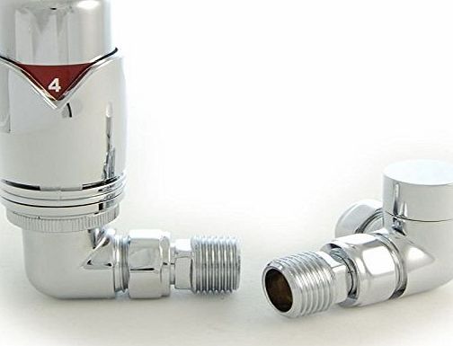 West Radiators Realm Corner TRV Chrome - Thermostatic Radiator Valves Set