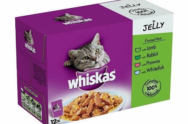 Whiskas Singles Favourites in Jelly 12 Pouches (Pack of 4, Total 48 Pouches)