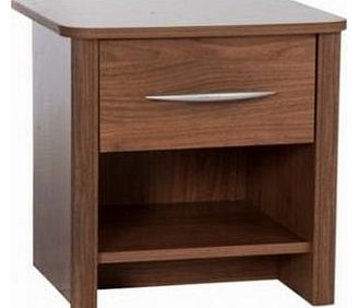 Whitby Bedside Table Walnut 1 Drawer Bedside Cabinet 1 Shelf Night Stand Drawer Chest