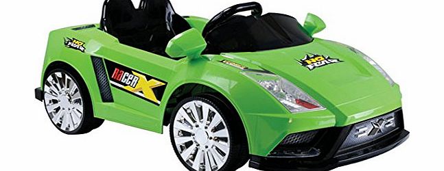 White Box WhiteboxTM Ride On Sports Super Car for Kids Battery powered electric Parental control Lights Lamborghini style (Green)