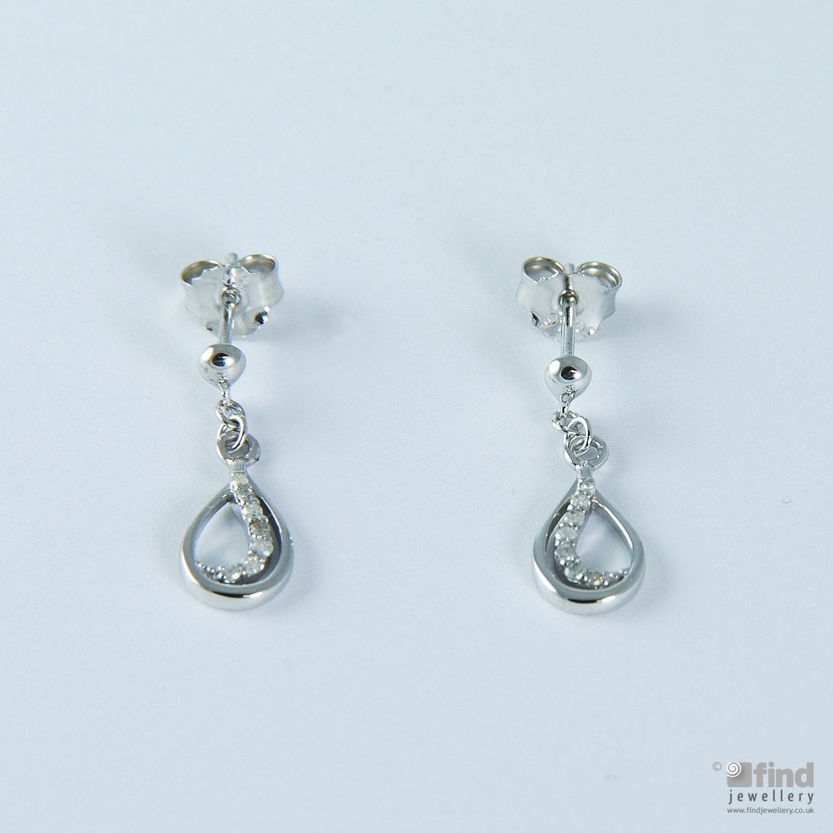 Ladies Sterling Silver Diamond Earrings
