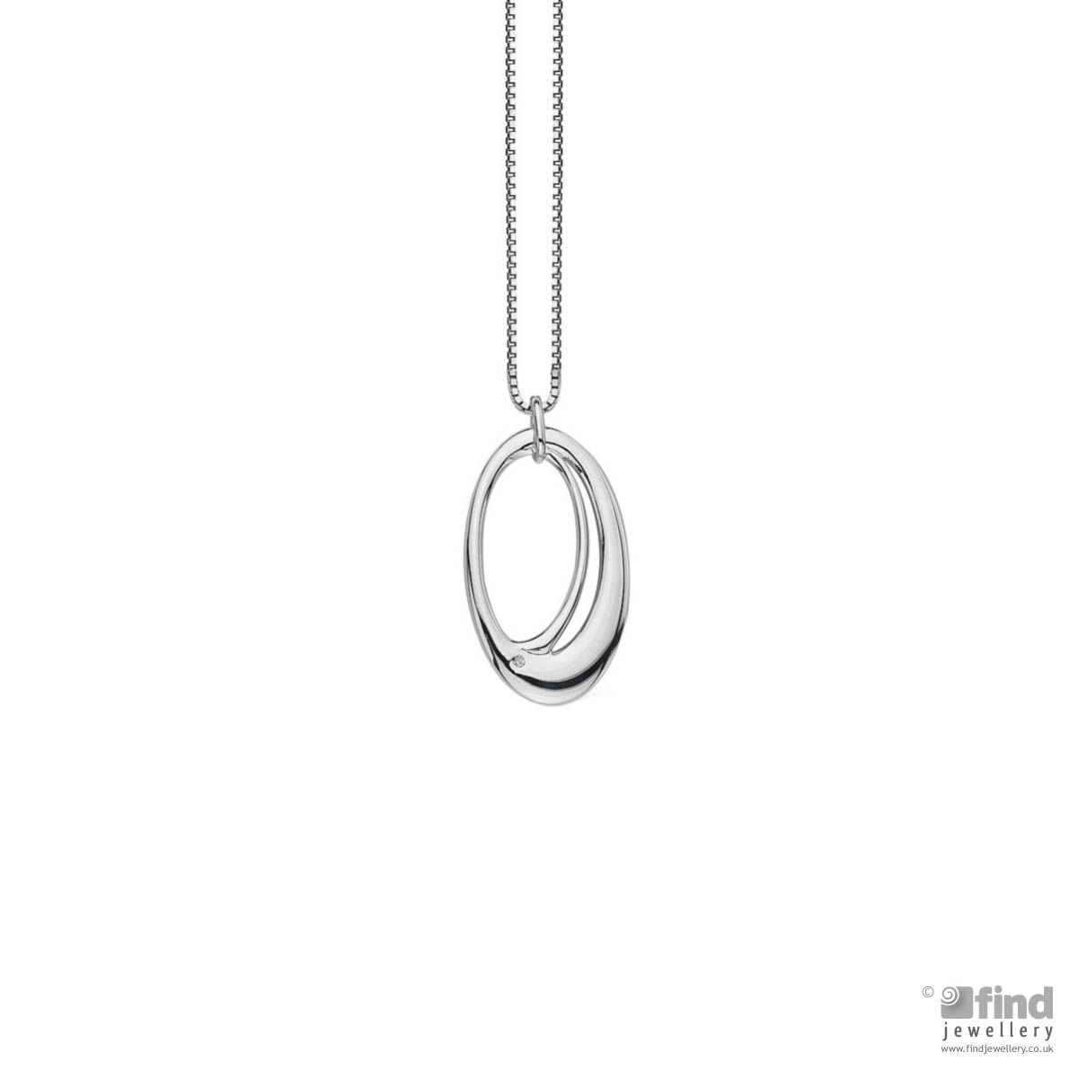 Ladies Sterling Silver Diamond Loop Necklace
