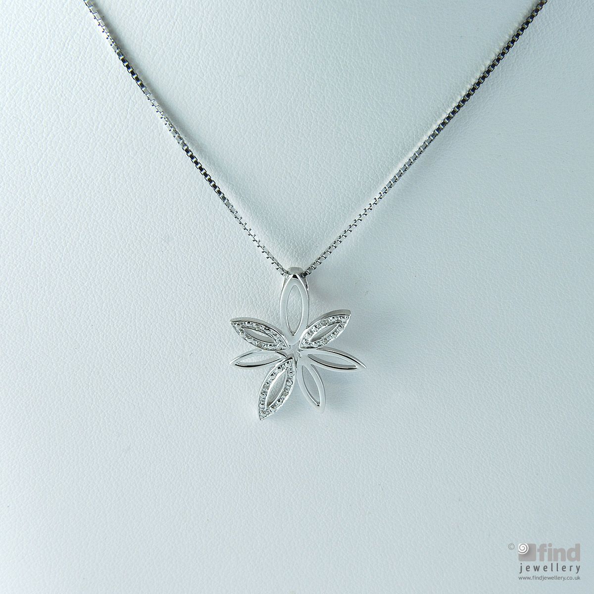 White Ice Sterling Silver Diamond Flower Pendant