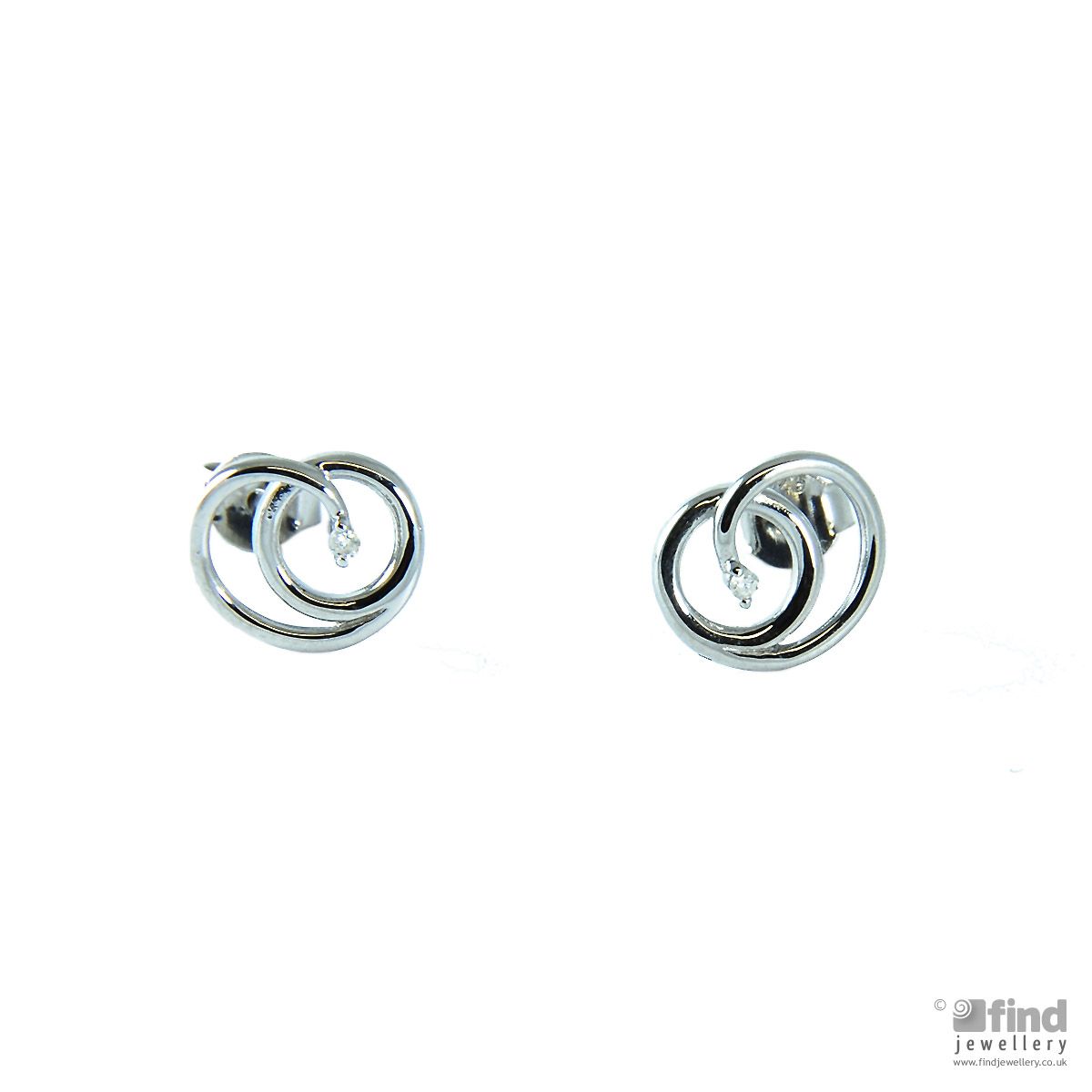Sterling Silver Diamond Swirl Earrings