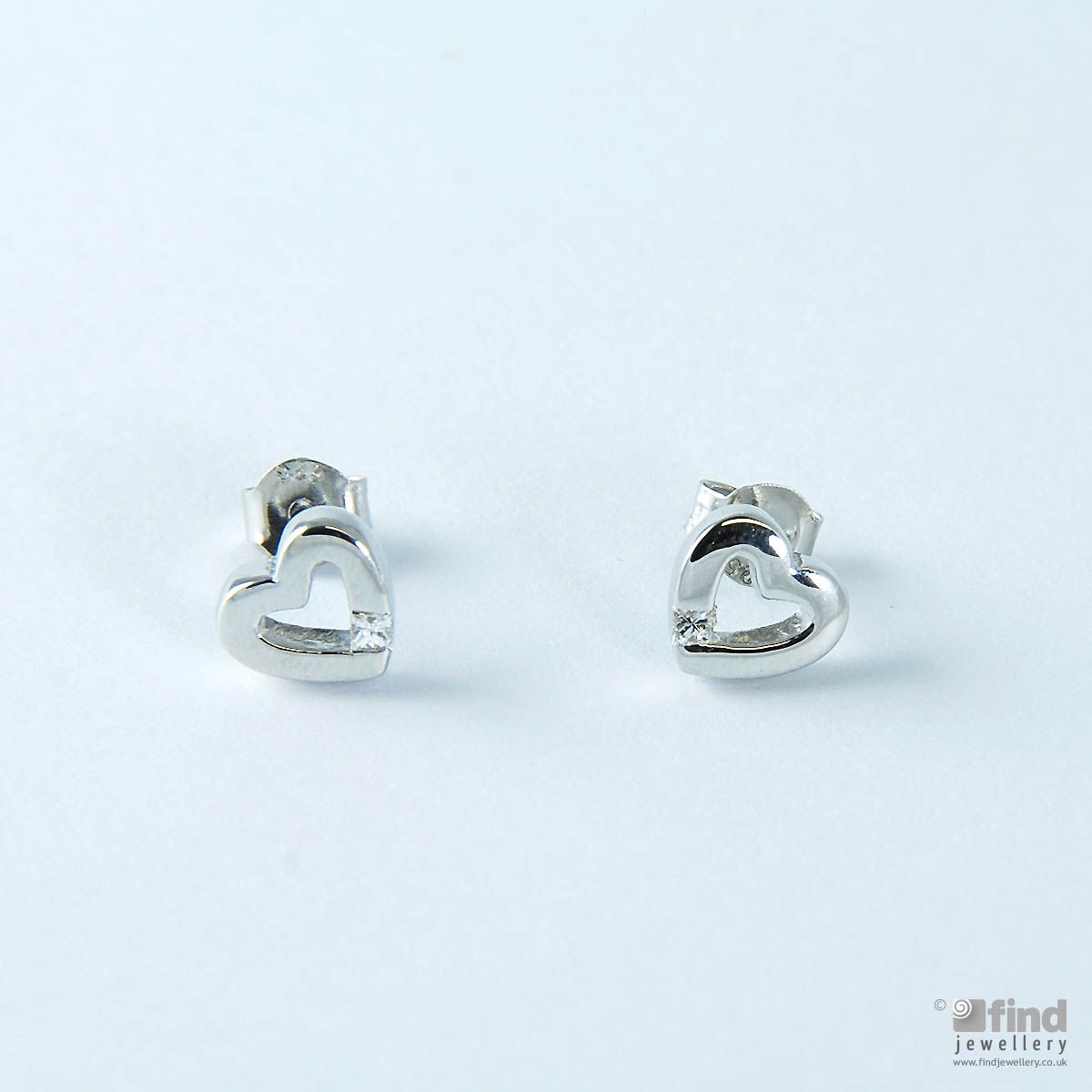Sterling Silver Love Heart Diamond Earrings