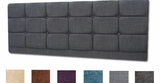 Turin Fabric Vancouver Headboard 4Ft6 Double Size With Matching Buttons - Choice of 6 Colours (GREY)