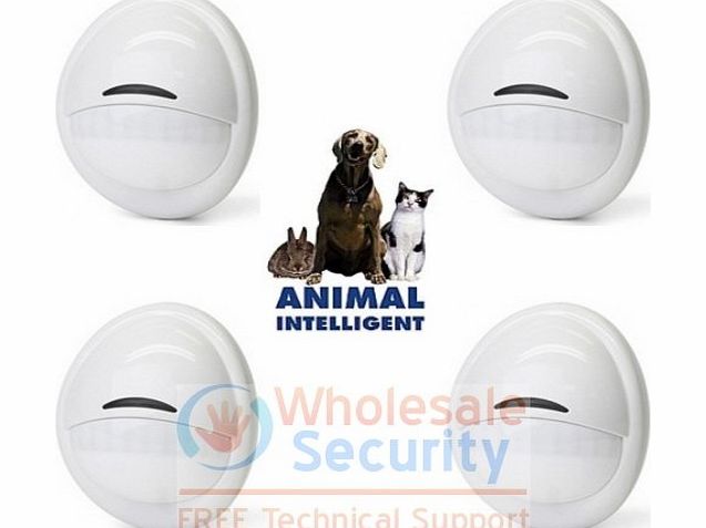 Wholesale Security PACK of 4 - Pet Friendly PIR Detectors for WIRED Alarm System - Pet Immune to 38kg (85lb)