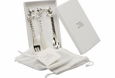 Widdop Bingham Baby Christening Silverplated 3 Piece Cutlery Set - Knife Fork amp; Spoon