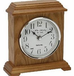 Napoleon Oak Finish Wooden Mantel Clock Carriage Style