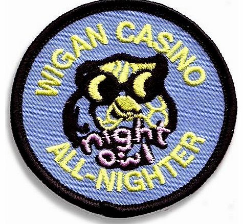 Wigan Casino badge. Night Owl Embroidered Iron on Badge