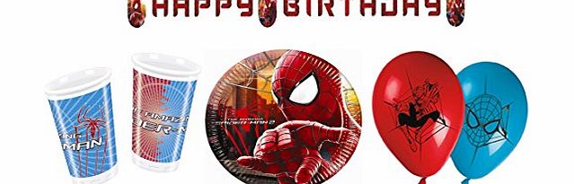 Wiked Fun Official Spider-Man Party Pack Cups, Plates, Ballons, Banners, Accessories (SMPP)
