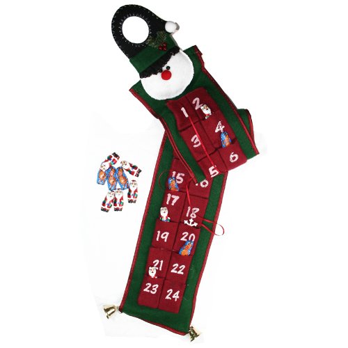Wild Ginger Snowman Felt Hanging Advent Calendar with Chocolates