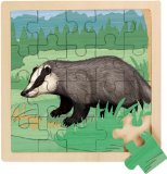 Wooden 20 Piece Jigsaw Puzzle - Badger