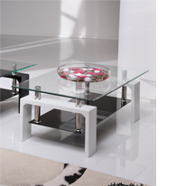 Wilkinson Furniture Cooper Glass Top Coffee Table in White