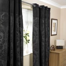 Buckingham Curtains Lined Black 45inx54in