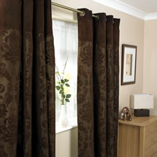 Buckingham Curtains Lined Chocolate 65inx54in