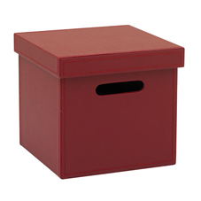Faux Leather Storage Box Red Small