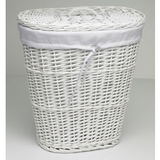 Wilko Basket Laundry Oval Willow White Medium