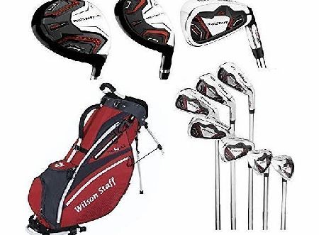 Wilson Prostaff HL Super Deluxe Mens Complete Golf Club Set amp; 2014 Nexus Red Stand Bag Steel Shafted Irons Right Hand