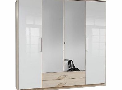 Wimex Gamma 5-Piece 4-Door 2-Drawer Wardrobe, 199 x 58 x 180 cm, White Gloss/ Ash