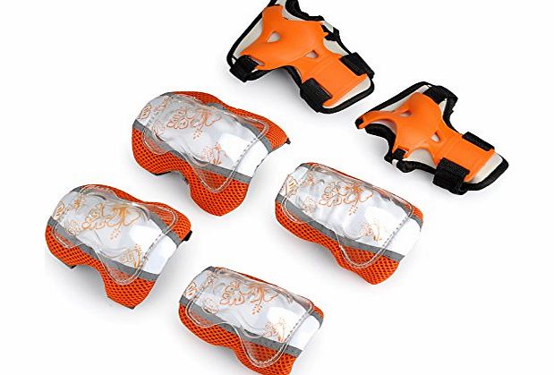 WIN 6 Sets Skating Gear Knee Elbow Wrist Support Pads for Boys and Girls