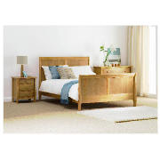 Double Bed Frame, Oak With Simmons Ortho