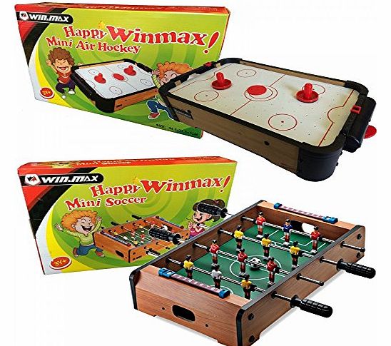 win.max Mini Air Hockey & Football Table Activity Game Twin Pack + 3 Party Cds Free