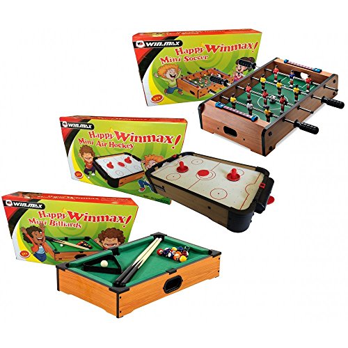 win.max Mini Air Hockey Football & Pool Table Activity Game Set + 3 Party Cds Free