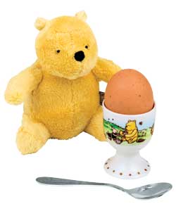 the Pooh Classic Egg Cup, Spoon and Soft Toy
