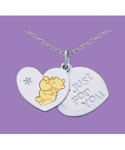 Winnie the Pooh Gold Plated Silver Double Diamond Set Heart