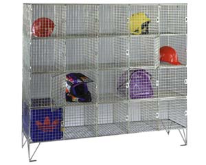 Wire mesh personal effects lockers