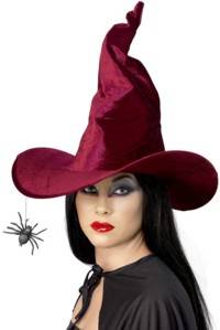 Witch Hat Red Velour with Spider
