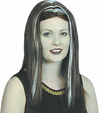 Witch Wig Brown with White Streaks