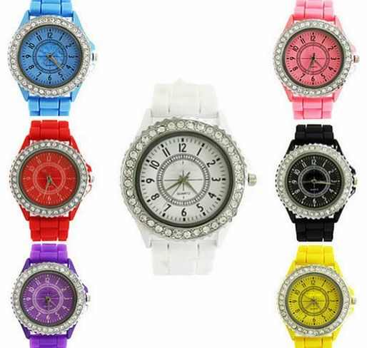 WLM 7pcs New Classic Gel Silicone Crystal Men Lady Jelly Watch Gifts Stylish Fashion Luxury