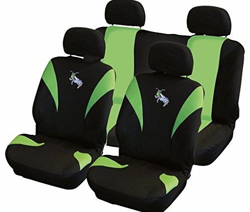  Universal Fit Green Grasshopper Car Seat Covers Type 6 + Styling Keyfob