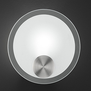 Wofi Lighting Abena Modern Nickel-matt Round Wall Light With White And Clear Glass