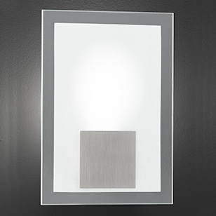 Wofi Lighting Belay Modern Nickel-matt And White And Clear Glass Rectangular Wall Light
