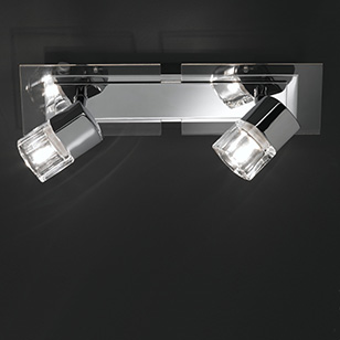 Bissau Modern Chrome And Glass Ceiling Light With Two Spotlights